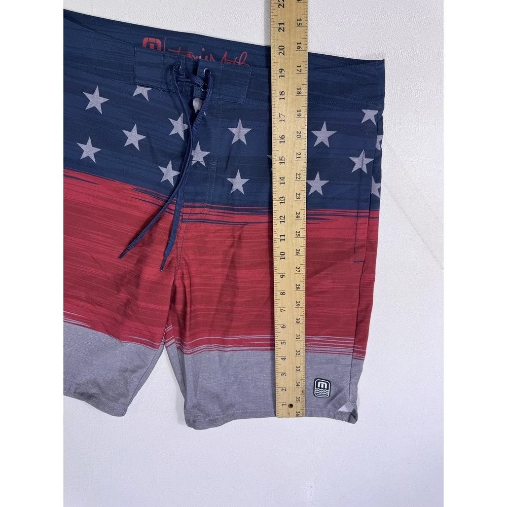 Travis Mathew Board Shorts Men's 36x9 USA Flag Stars Drawstring Beach Surf